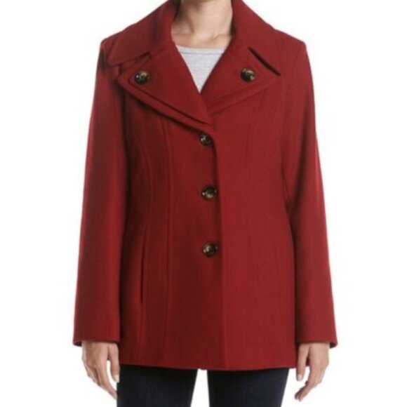 NWT! VINTAGE LONDON FOG Red Wool Peacoat Pea Coat Jacket - Picture 4 of 13